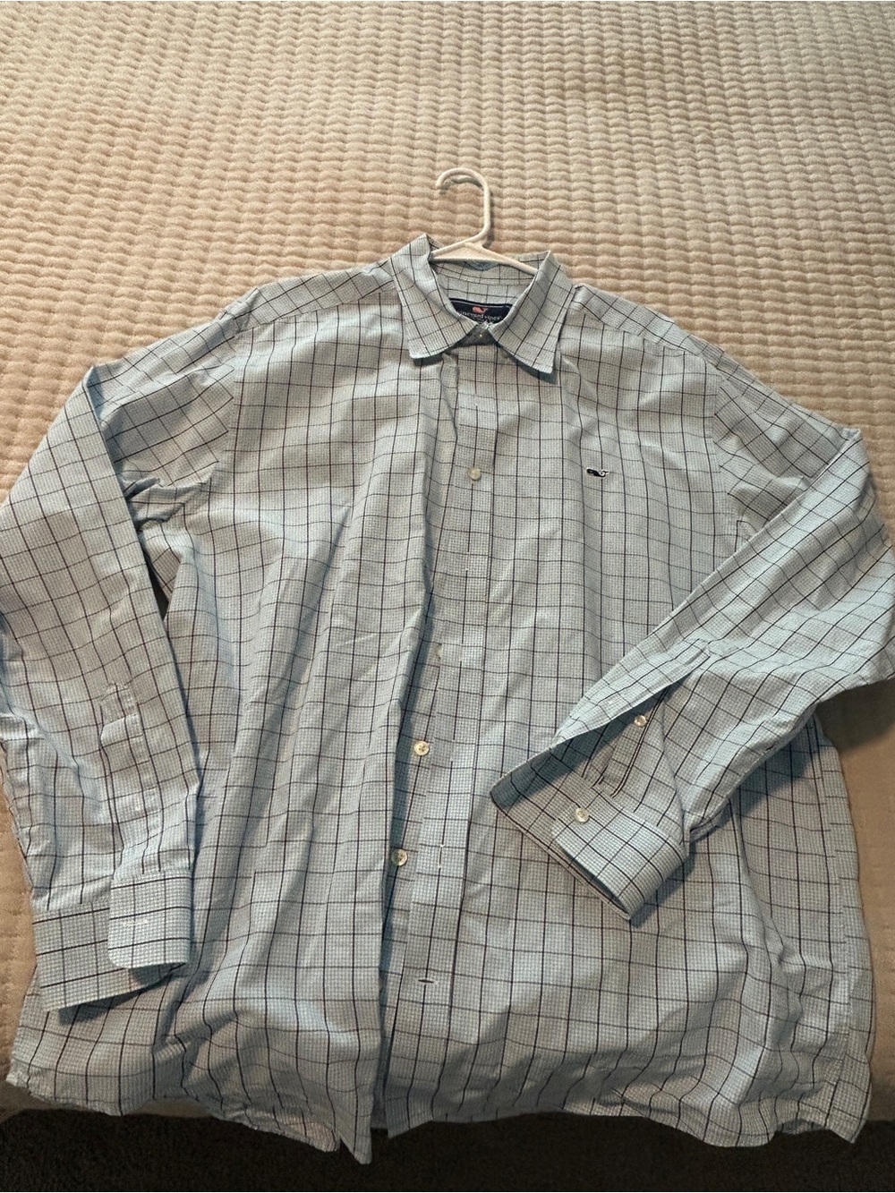 Classic Light Blue Check Men's Button-Down Shirt